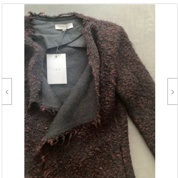 IRO Boucle Burgundy Wool Asymmetrical Jacket 36 S - Picture 2 of 11